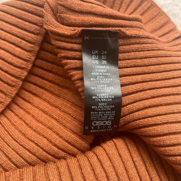 Orange, rust ridged turtleneck sweater - ASOS Design - Picture 4 of 4